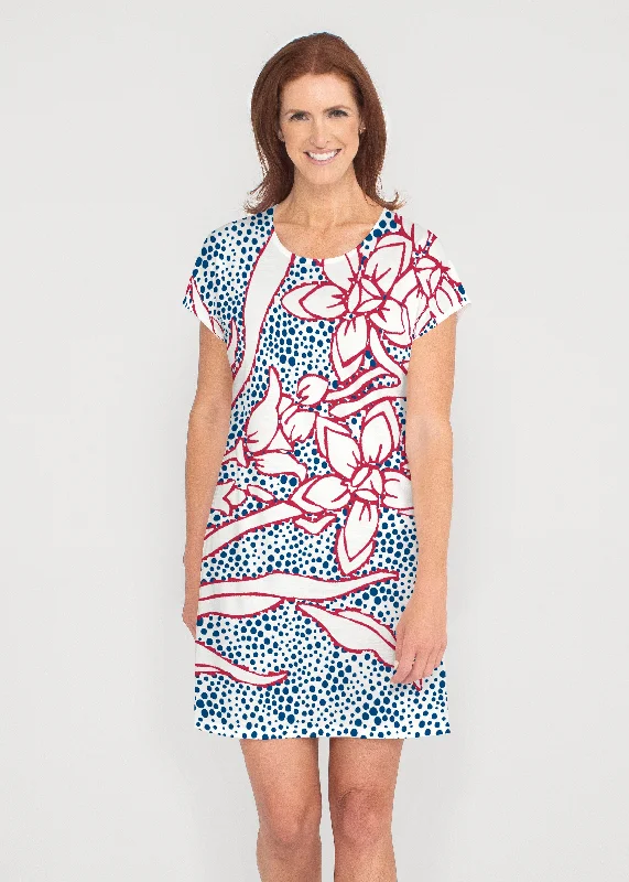 Polka Vine Red-Blue (8131) ~ Lucy Tee Dress