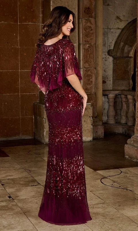 Rachel Allan RB8130 - Beaded Flowy Sleeve Evening Dress