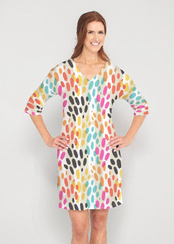 Santa Fe (14267) ~ Drop Shoulder 3/4 Sleeve V-Neck Dress