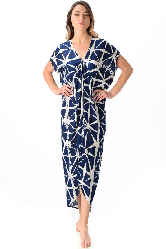 Santorini Kaftan / Navy Brush Stroke