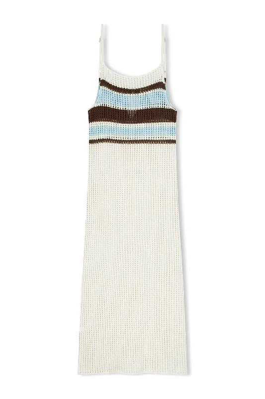 Sea Stripe Cotton Crochet Dress