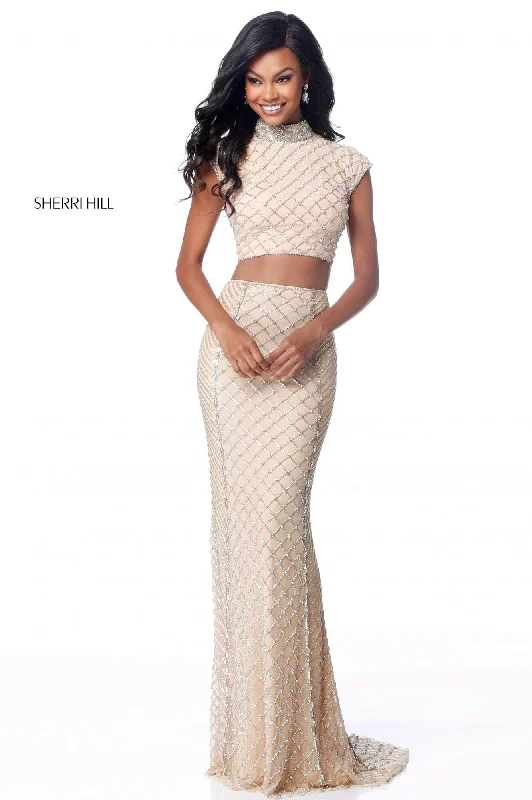 Sherri Hill 51738 - Cap Sleeve Lattice Evening Dress