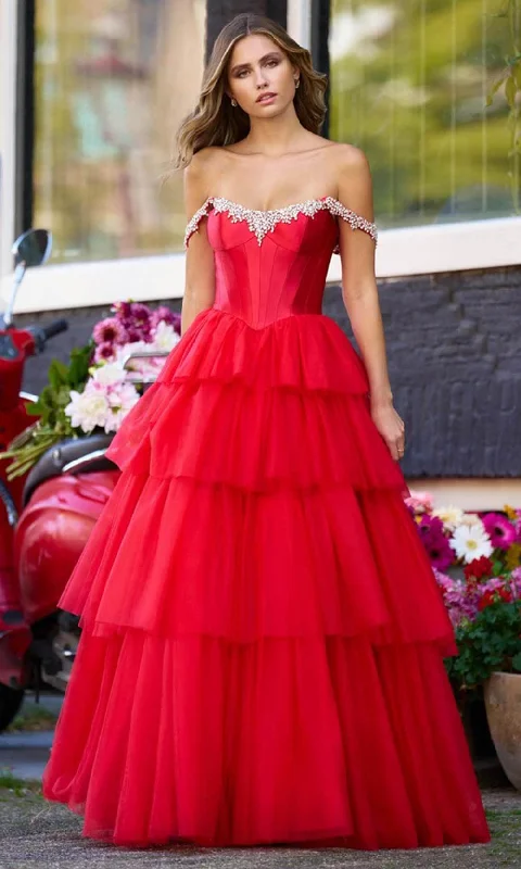 Sherri Hill 56147 - Tiered Basque Prom Gown