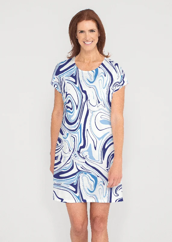 Swirly Blue (8076) ~ Lucy Tee Dress