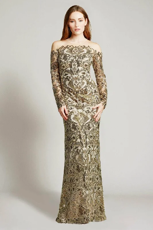 Tadashi Shoji ATV18234L - Paillette Embroidered Sheath Prom Gown