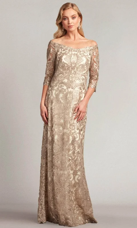 Tadashi Shoji ATV18236L - Off-Shoulder Embroidered Formal Gown