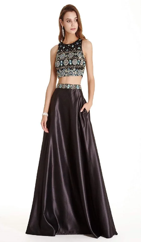 Trevi Collection - Two Piece Bedazzled A-line Prom Dress