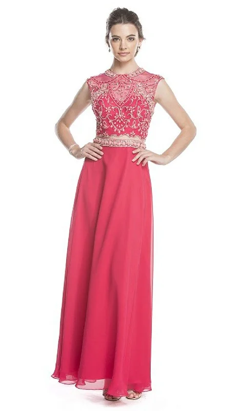 Trevi Collection - Two Piece Embellished A-Line Evening Dress