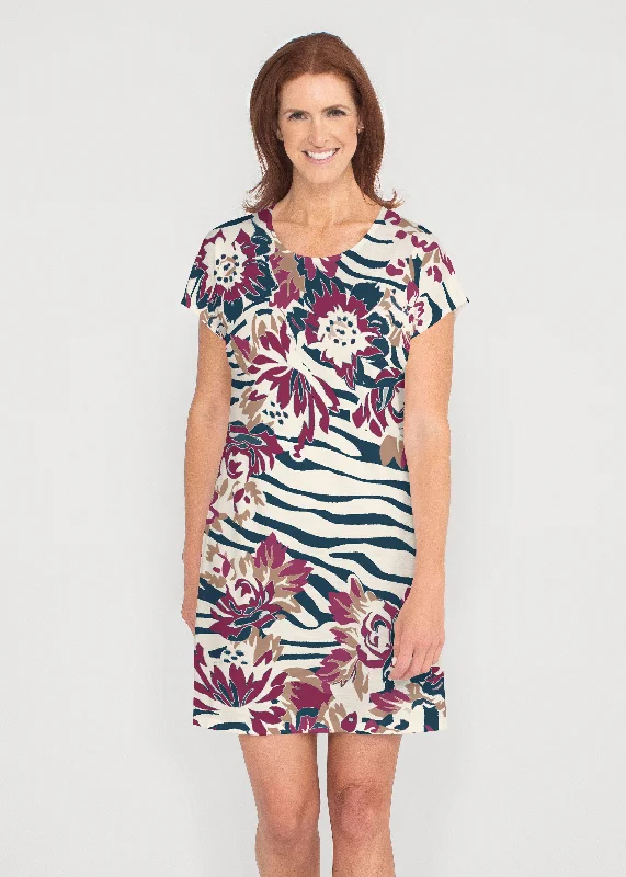 Zebra Posy Navy (8123) ~ Lucy Tee Dress