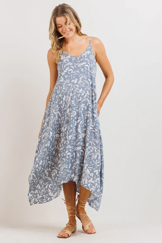 Floral  Printed Uneven Hem Maternity Dress