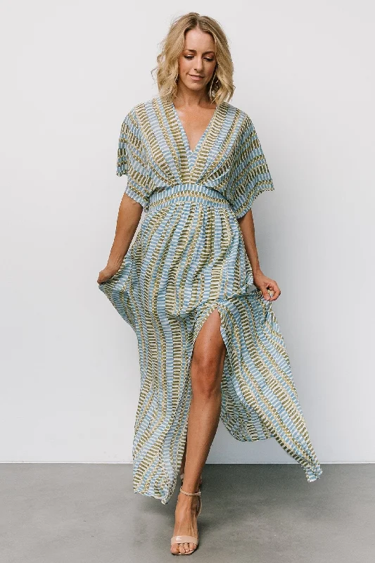 Mylis Kimono Dress | Blue + Green Print