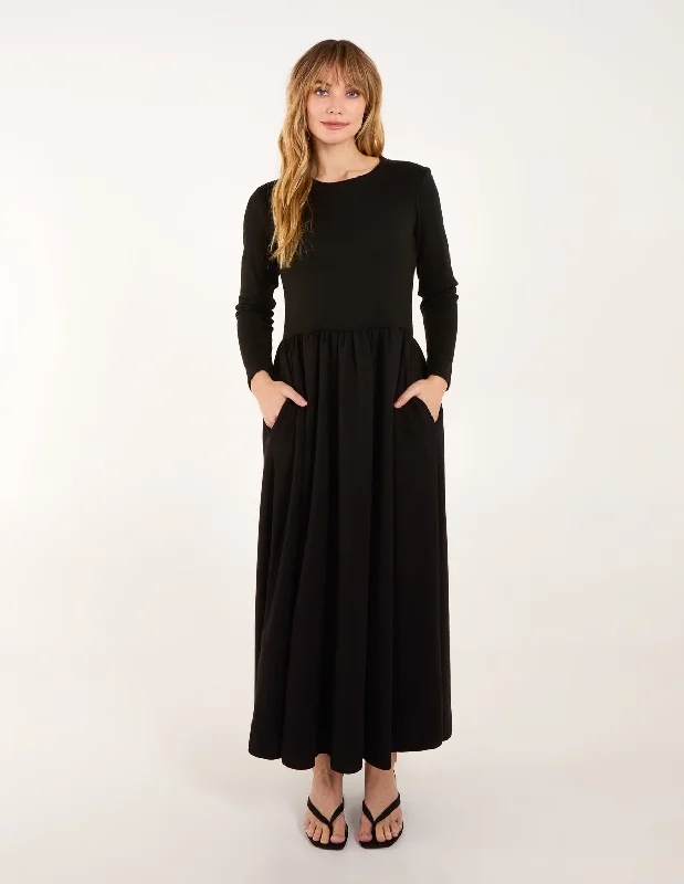 Long Sleeve Scuba Crepe Skirt Dress