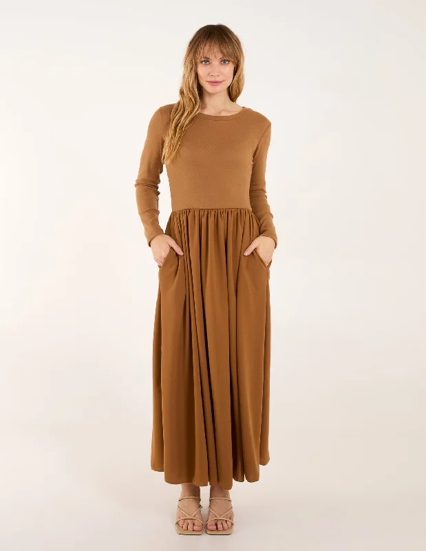 Long Sleeve Scuba Crepe Skirt Dress