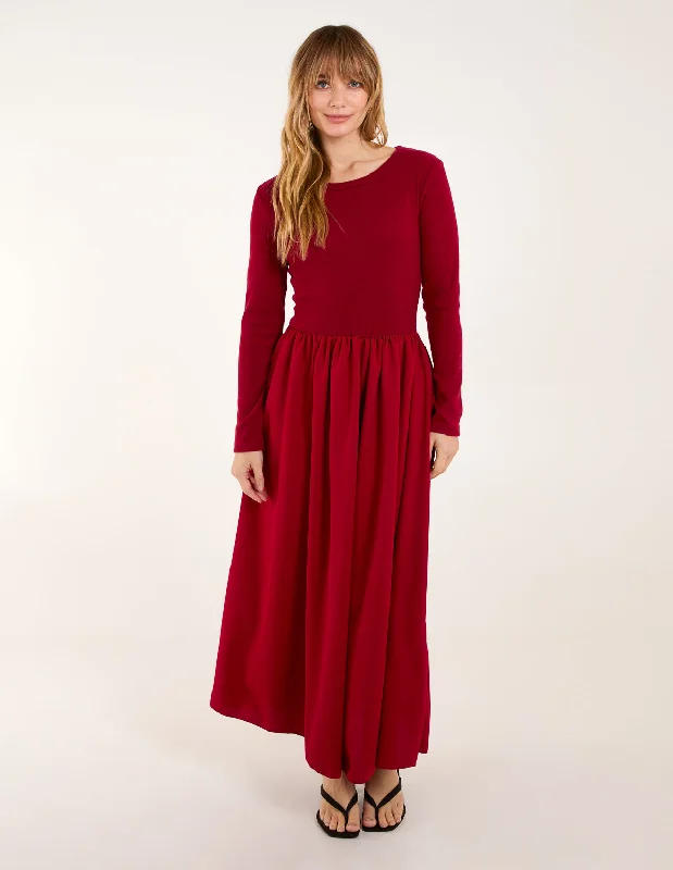 Long Sleeve Scuba Crepe Skirt Dress