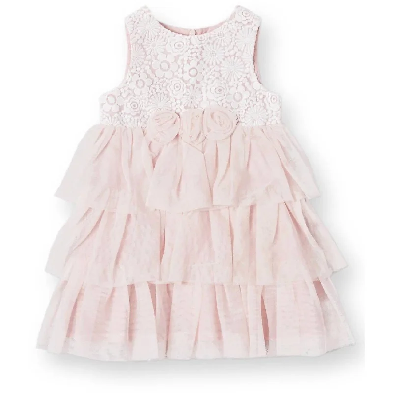 Girls' Tulle Lace Dress In Blush