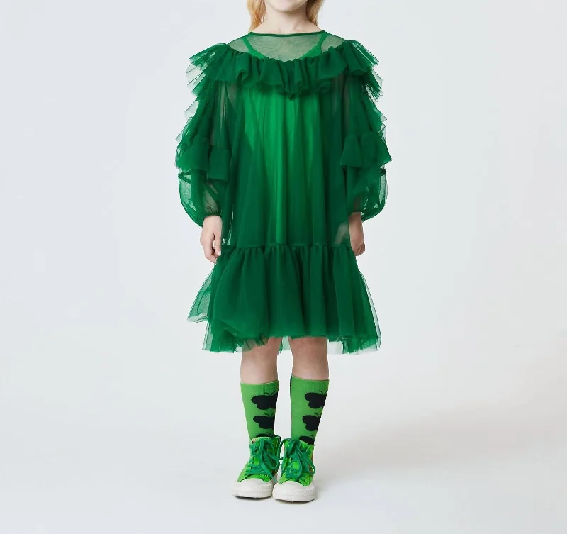 Kids Fancy Tulle Dress In Green