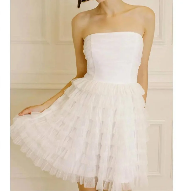 Carrie Tulle Strapless Dress In White