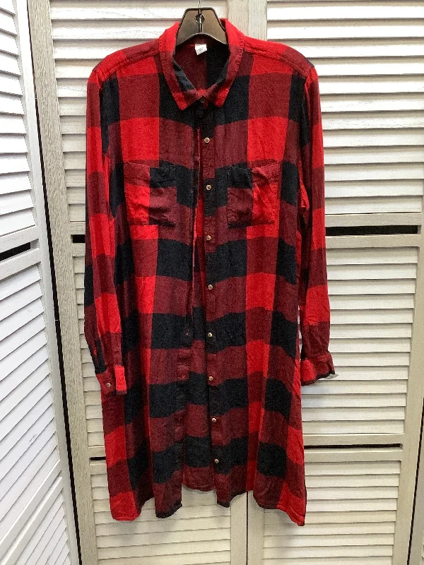 Dress Casual Midi By Old Navy In Plaid Pattern, Size: Xl