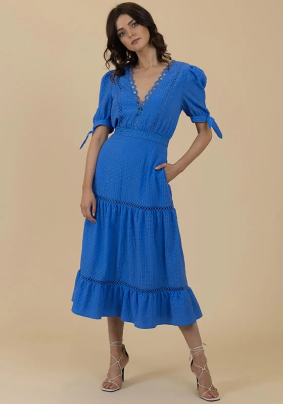 Fee G Woven A Line Midi Dress, Blue