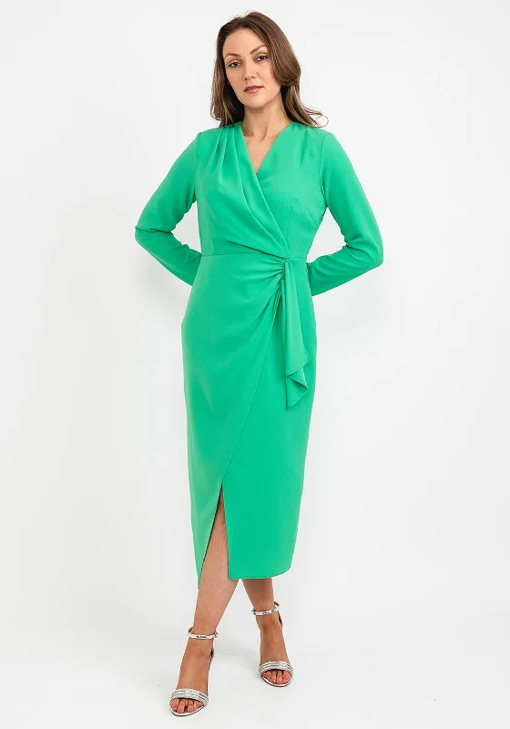 Kameya Faux Wrap Midi Dress, Shamrock