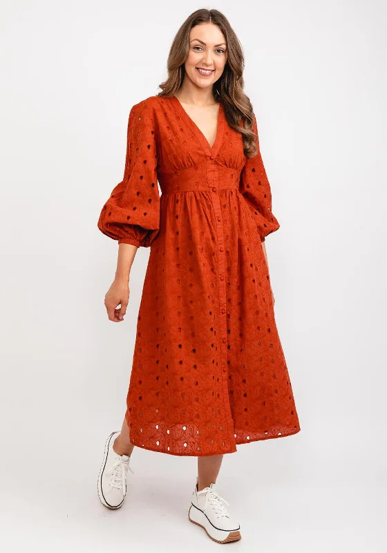 Tiffosi Preta Floral Midi Dress, Rust