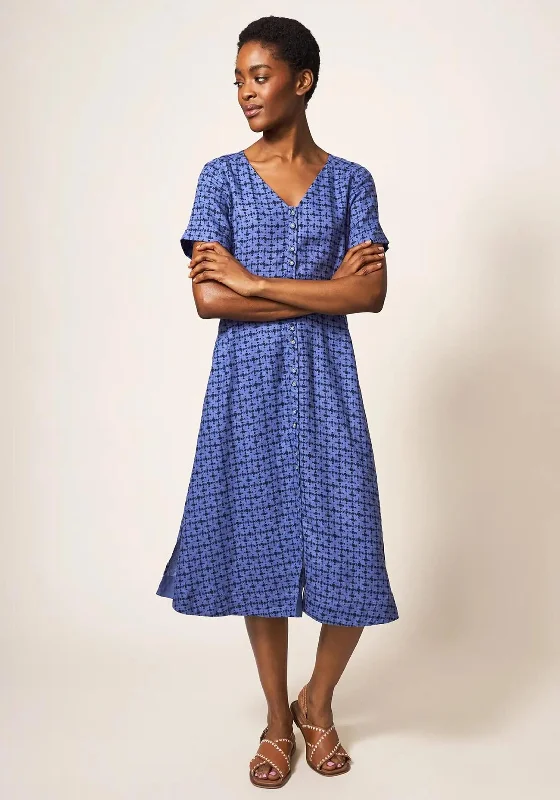 White Stuff Ivy Linen Midi Dress, Blue