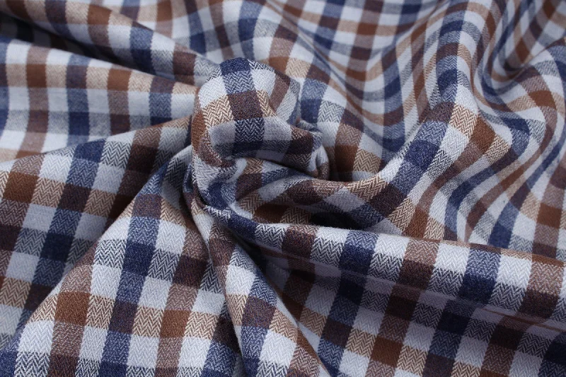 Cotton Flannel Shirting - Three Colors Checks (Remnant)