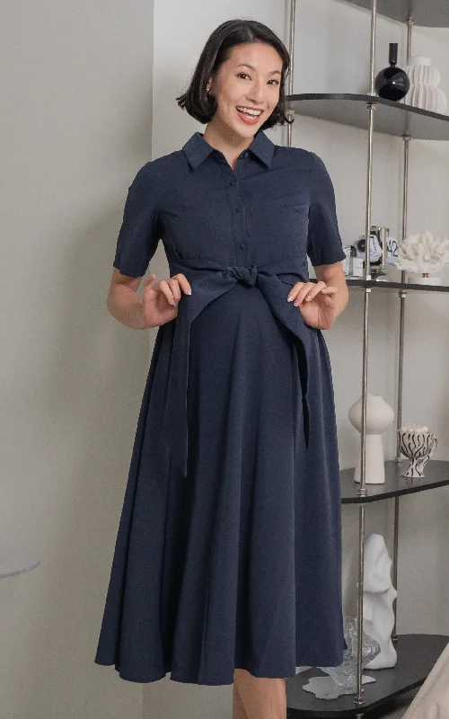 Harmony Nursing Shirtdress in Navy